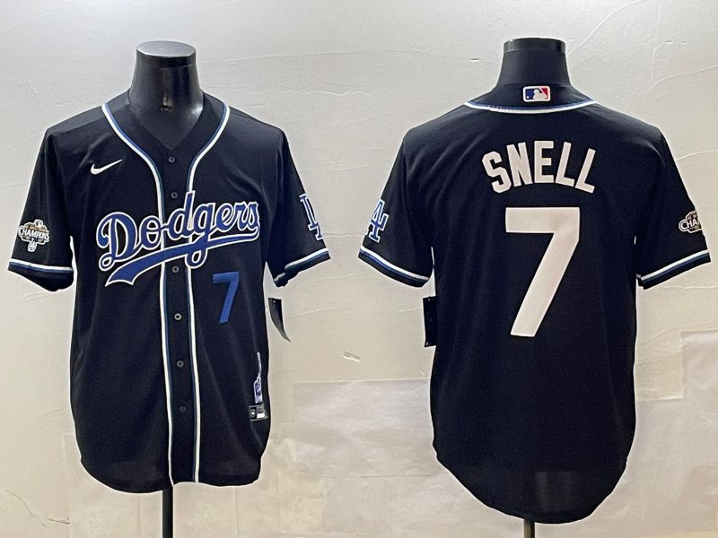 Men Los Angeles Dodgers #7 Snell Black Fashion Game 2025 Nike MLB Jersey style 3067->los angeles angels->MLB Jersey